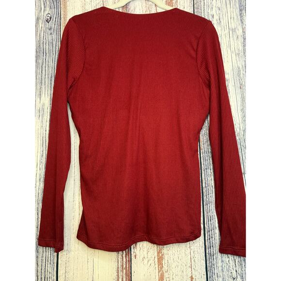 White Birch Women's Top Burgundy Size L - Picture 3 of 5
